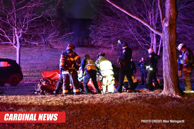 Head-on crash Willow Road and Hibbard Road, WInnetka on Monday, December 13, 2021 (PHOTO CREDIT: Max Weingardt)