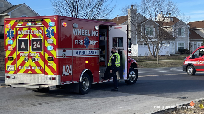 Intersection crash involving a semi-trailer truck and a black Range Rover SUV at Lake Cook Road and Lexington Drive in Wheeling (PHOTO CREDIT: Jimmy Bolf)