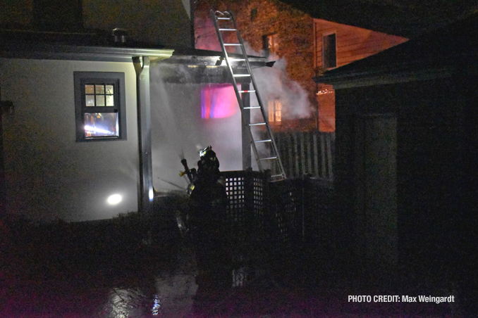 Exterior fire at house on Ridgewood Drive in Highland Park on Sunday, December 26, 2021 (PHOTO CREDIT: Max Weingardt)