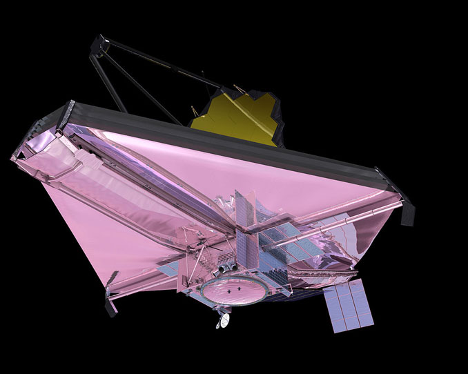 Illustration of the James Webb Space Telescope, current as of September 2009, top side (SOURCE: NASA illustration)