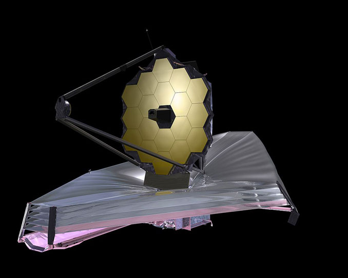 Illustration of the James Webb Space Telescope, current as of September 2009, top side (SOURCE: NASA illustration)