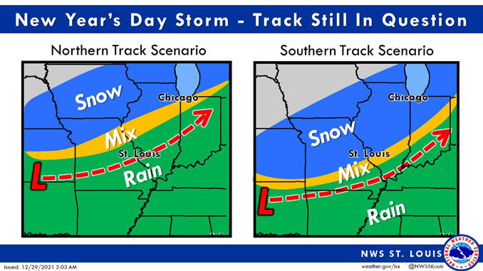 New Year's Day 2022 Storm Track Forecast (SOURCE: NWS St. Louis)