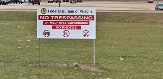 No Photos sign at Thomson Penitentiary, street view image (Image capture December 2015 ©2021 Google)
