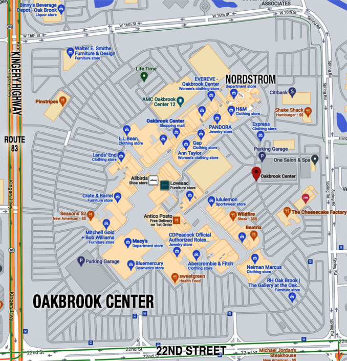 Oak Brook Center  map (Map data ©2021 Google)