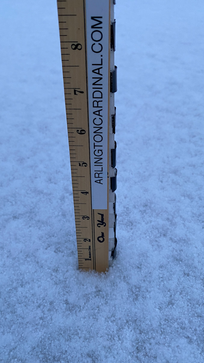 Only 0.5 inch at 7:15 a.m. during a Winter Storm Warning on Friday, January 28, 2022