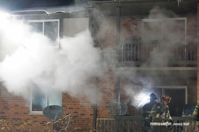 Smoke showing from an 8-unit condo building on Darlington Lane in Crystal Lake (PHOTO CREDIT: Jimmy Bolf)