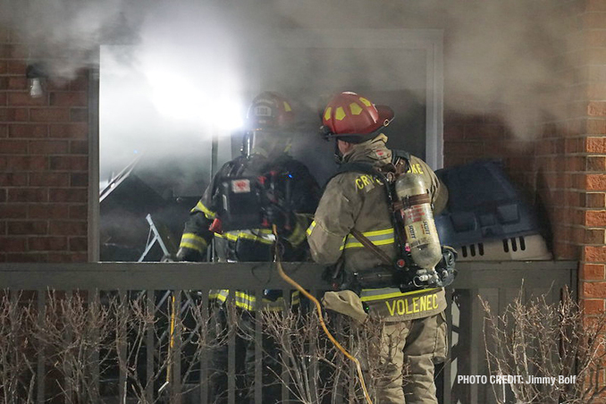 Smoke showing from an 8-unit condo building on Darlington Lane in Crystal Lake (PHOTO CREDIT: Jimmy Bolf)