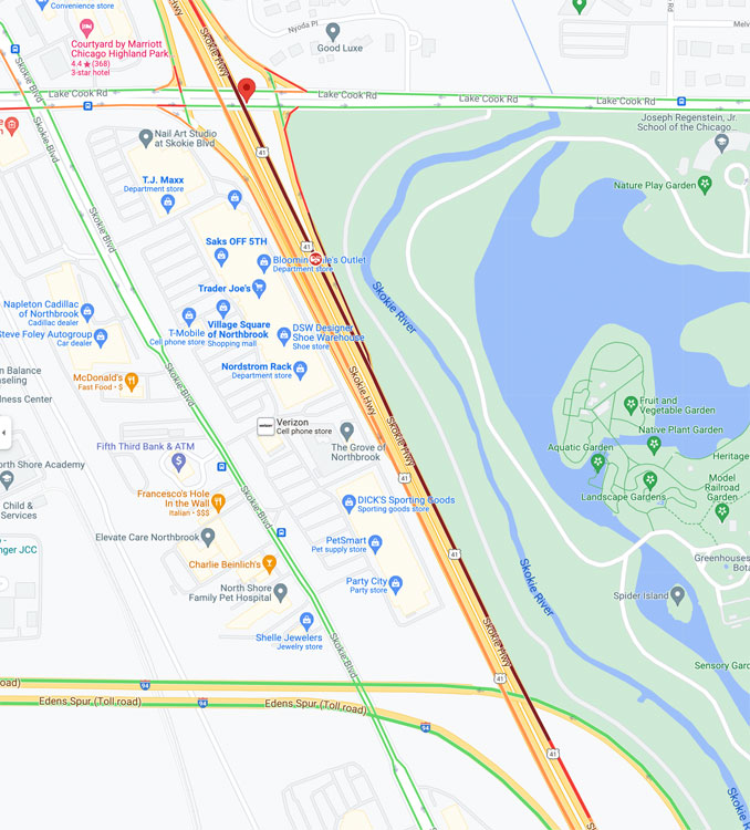 Crash Map I-94 and Lake Cook Road (Map data ©2022 Google)