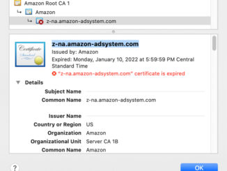 Expired Amazon Certificate January 10, 2022