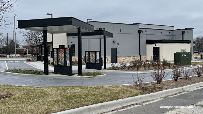 Drive-thru lanes at Raising Canes 225 East Palatine Road in Arlington Heights on December 23, 2022