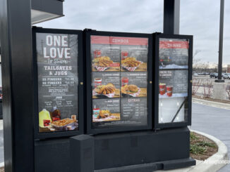 Drive-thru menu at Raising Canes 225 East Palatine Road in Arlington Heights on December 23, 2022