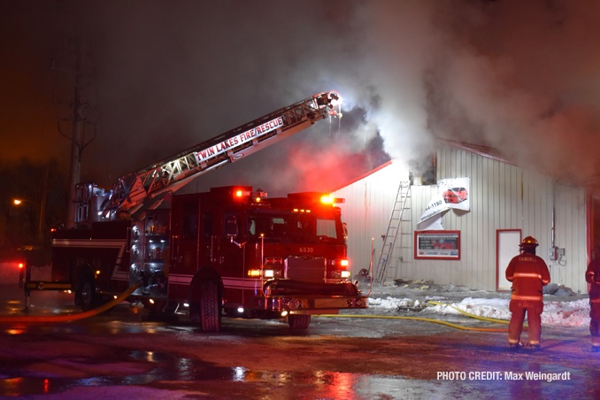 Fire scene at Milwaukee Avenue just south of Grass Lake Road in Lake Villa (PHOTO CREDIT: Max Weingardt)