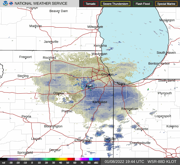 Weather radar KLOT_loop on January 8, 2022 at 3:35 p.m. (SOURCE: NWS Chicago)