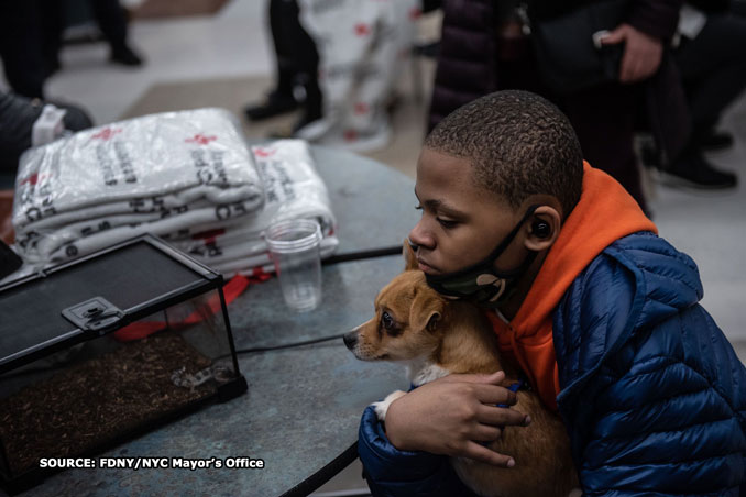 Saving pets at Bronx apartment fire, Sunday, January 9, 2022 (SOURCE: FDNY/NYC Mayor's Office)
