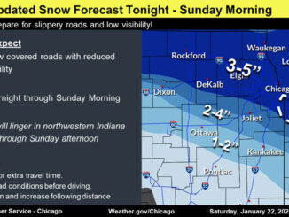 The axis for deeper snowfall shifted north, according to the NWS Chicago office update Saturday night (SOURCE: NWS Chicago)