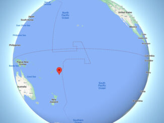 Tonga Volvanic Eruption 2022-01-15 04:14:45 UTC (Map data ©2022 Google, INEGI).