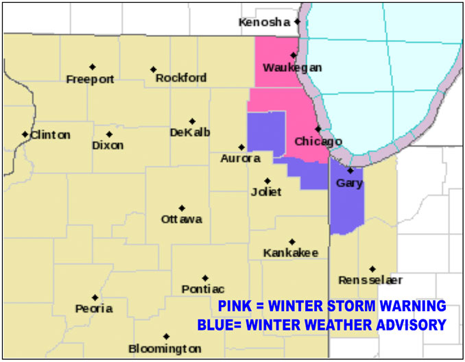 Winter Storm Warning (Pink) from 2AM  to 12PM Friday, January 28, 2022 (SOURCE: National Weather Service)