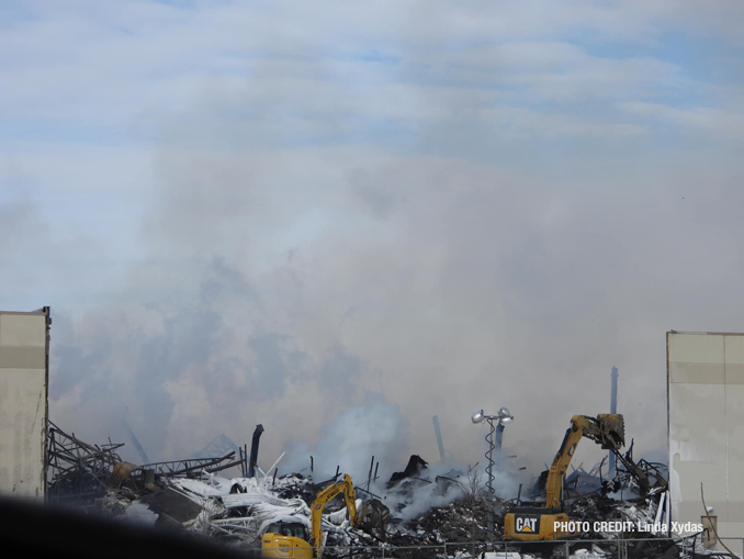 Fire scene on Day 4 at Bartlett warehouse fire Sunday, February 6, 2022 (PHOTO CREDIT: Linda Xydas)