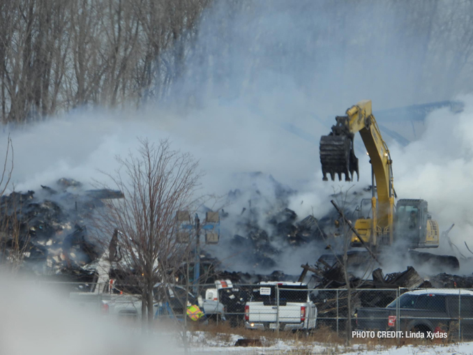 Fire scene on Day 4 at Bartlett warehouse fire Sunday, February 6, 2022 (PHOTO CREDIT: Linda Xydas)