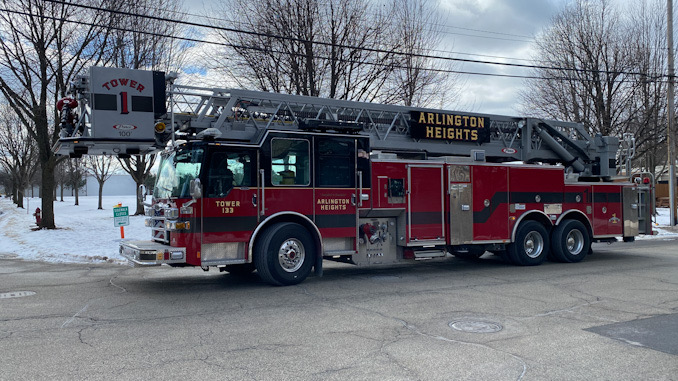 AHFD Tower assigned to investigate a power line hit by a truck with arcing