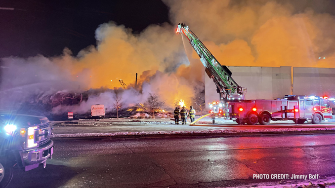 Fire scene at records warehouse in Bartlett, Illinois (PHOTO CREDIT: Jimmy Bolf)