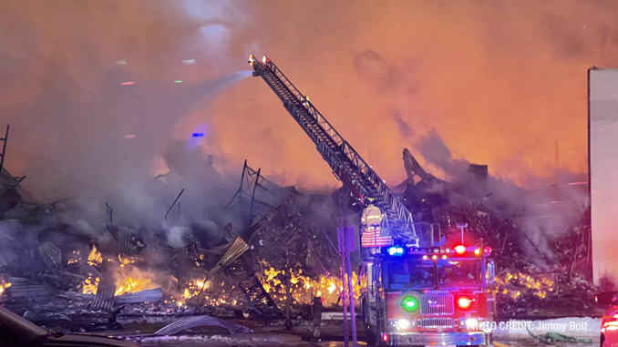 Fire scene at records warehouse in Bartlett, Illinois (PHOTO CREDIT: Jimmy Bolf)