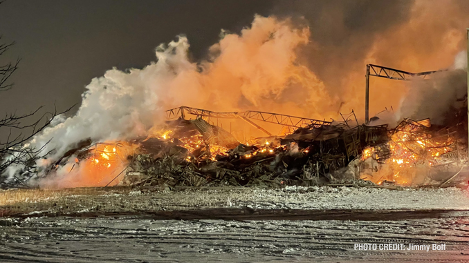 Scene from Friday night, February 4, 2022 while flames were still showing (PHOTO CREDIT: Jimmy Bolf)