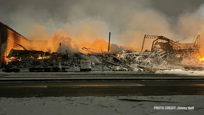 Scene from Friday night, February 4, 2022 while flames were still showing (PHOTO CREDIT: Jimmy Bolf)