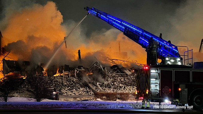 Firefighting operations Friday night, February 4, 2022 (PHOTO CREDIT: Jimmy Bolf)