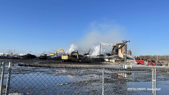 Fire scene on Day 4 at Bartlett warehouse fire Sunday, February 6, 2022 (PHOTO CREDIT: Jimmy Bolf)