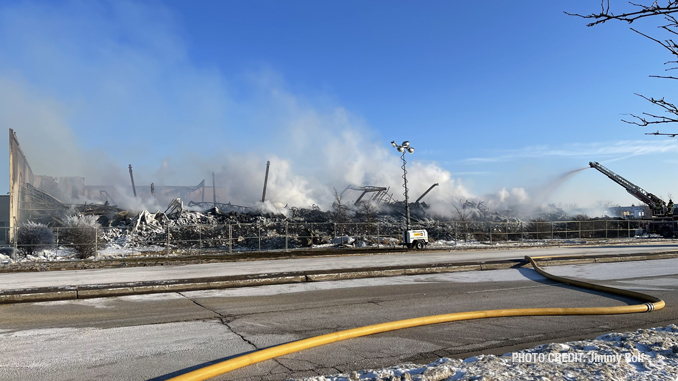 Fire scene on Day 4 at Bartlett warehouse fire Sunday, February 6, 2022 (PHOTO CREDIT: Jimmy Bolf)