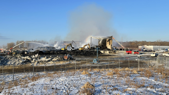 Fire scene on Day 4 at Bartlett warehouse fire Sunday, February 6, 2022 (PHOTO CREDIT: Jimmy Bolf)