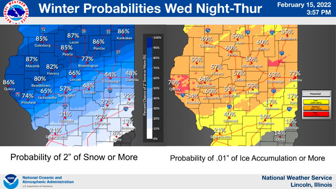 Ice Probability in Central Illinois (SOURCE: NWS Lincoln, Illinois)