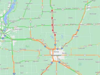 I-39 closure Friday, February 18, 2022 at 10:54 a.m. after a multi-vehicle crash Thursday afternoon (Map data ©2022 Google)