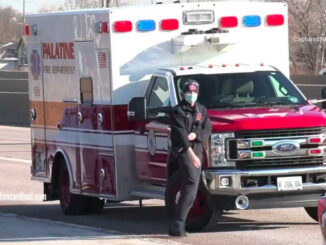 Palatine Ambulance 84 on southbound Route 53 just before transport to a nearby hospital