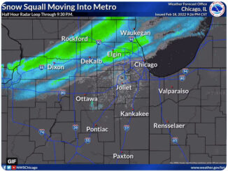 Snow Squall on radar February 18, 2022 about 9:26 p.m. CT (SOURCE: NWS Chicago)