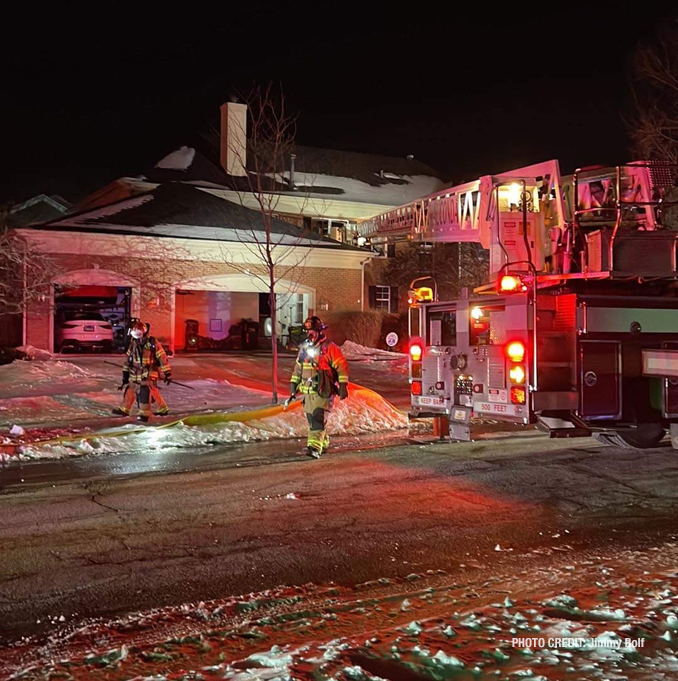 Main aerial at the front of the house on fire on Memory Lane in Lake Zurich (PHOTO CREDIT: Jimmy Bolf)