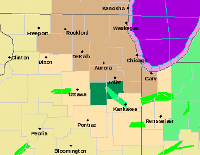 Wind Advisory, tan color, 9AM to 3PM, Feb. 20, 2022 (SOURCE: NWS Chicago)