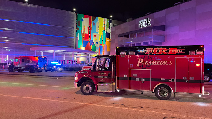 Shooting scene outside Fashion Outlets of Chicago Mall