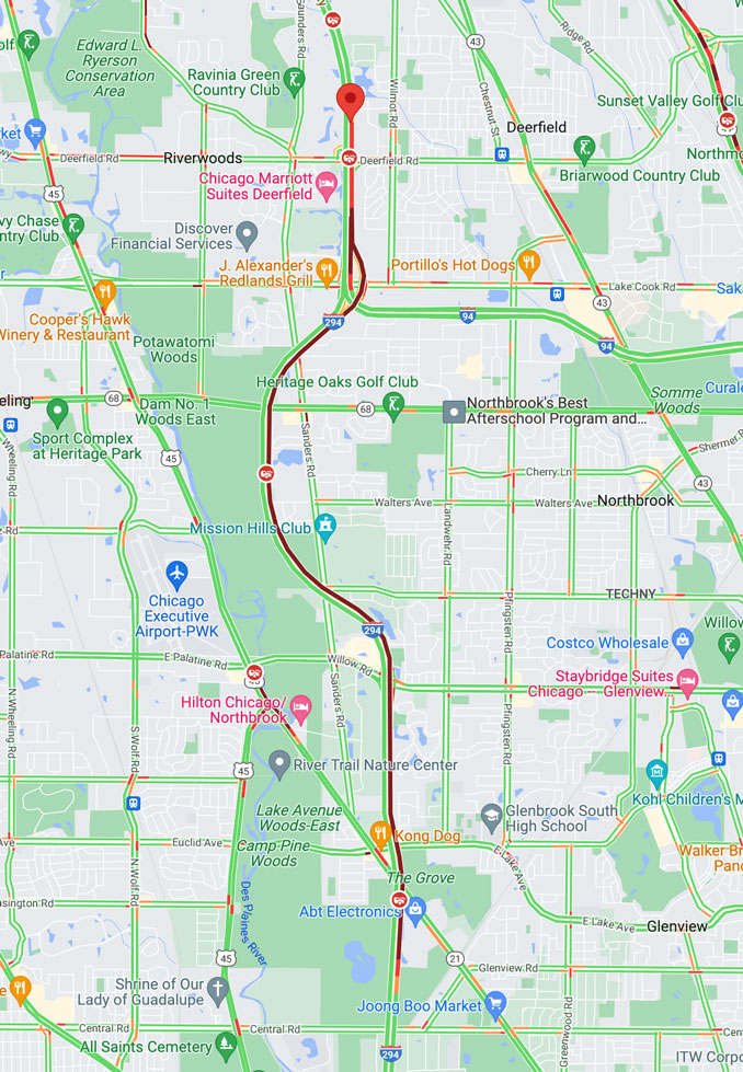 Crash Map I-94 WEST Mile Marker 24 backup Wednesday, March 31, 2022 (Map Data ©2022 Google)