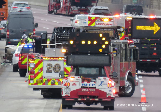 Fatal crash scene I-94 WEST on March 31, 2022 (PHOTO CREDIT: Max Weingardt)