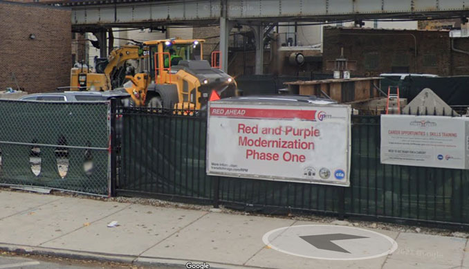CTA Red and Purple Modernization (Image capture November 2021 ©2022 Google)