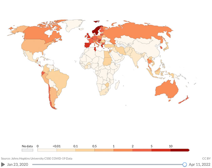 COVID-19 World Map April 11 2022