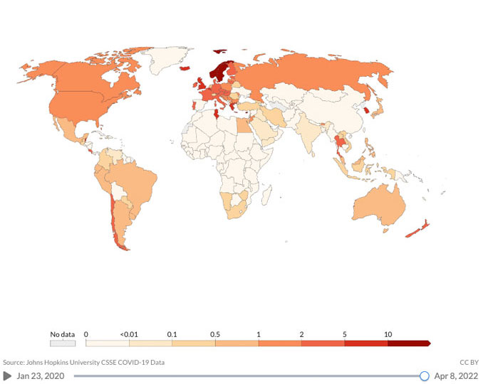 COVID-19 World Map April 9, 2022