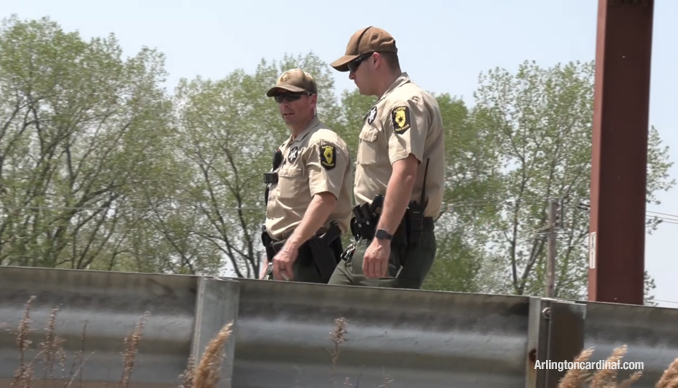 Illinois State Police troopers working in the northbound lanes of Route 53.