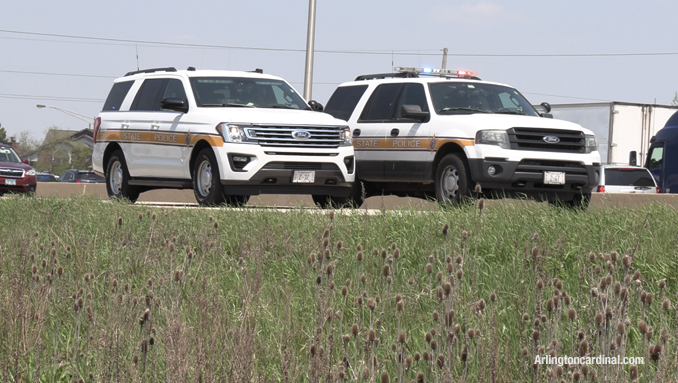 Illinois State Police on the scene in the southbound lanes of Route 53.