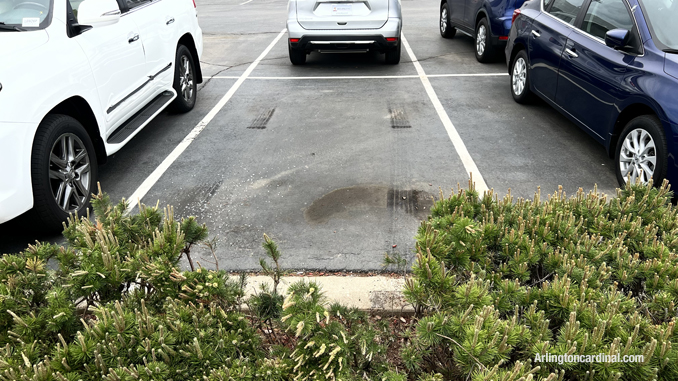 Patch out tire marks at Arlington Nissan, 1100 West Dundee Road in Arlington Heights