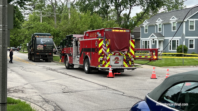 Scene of a downed data/cable line at Euclid Avenue and Douglas Avenue in Arlington Heights