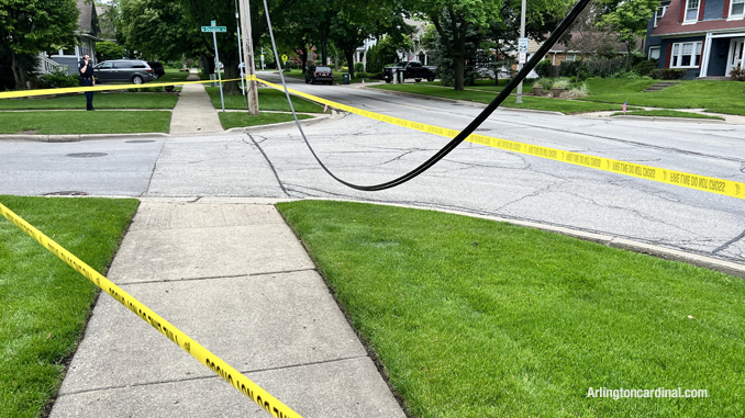 Data cable line down across Douglas Avenue just south of Euclid Avenue in Arlington Heights