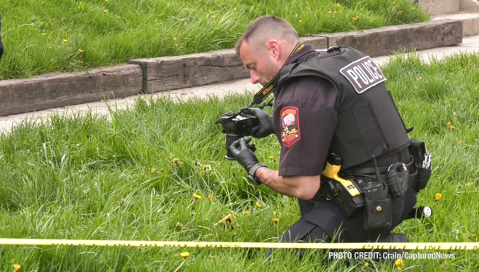 North Chicago Police Department investigating the scene  where two gunshot victims were located near Hervey Avenue and 15th Street in North Chicago (PHOTO CREDIT: Craig/CapturedNews)